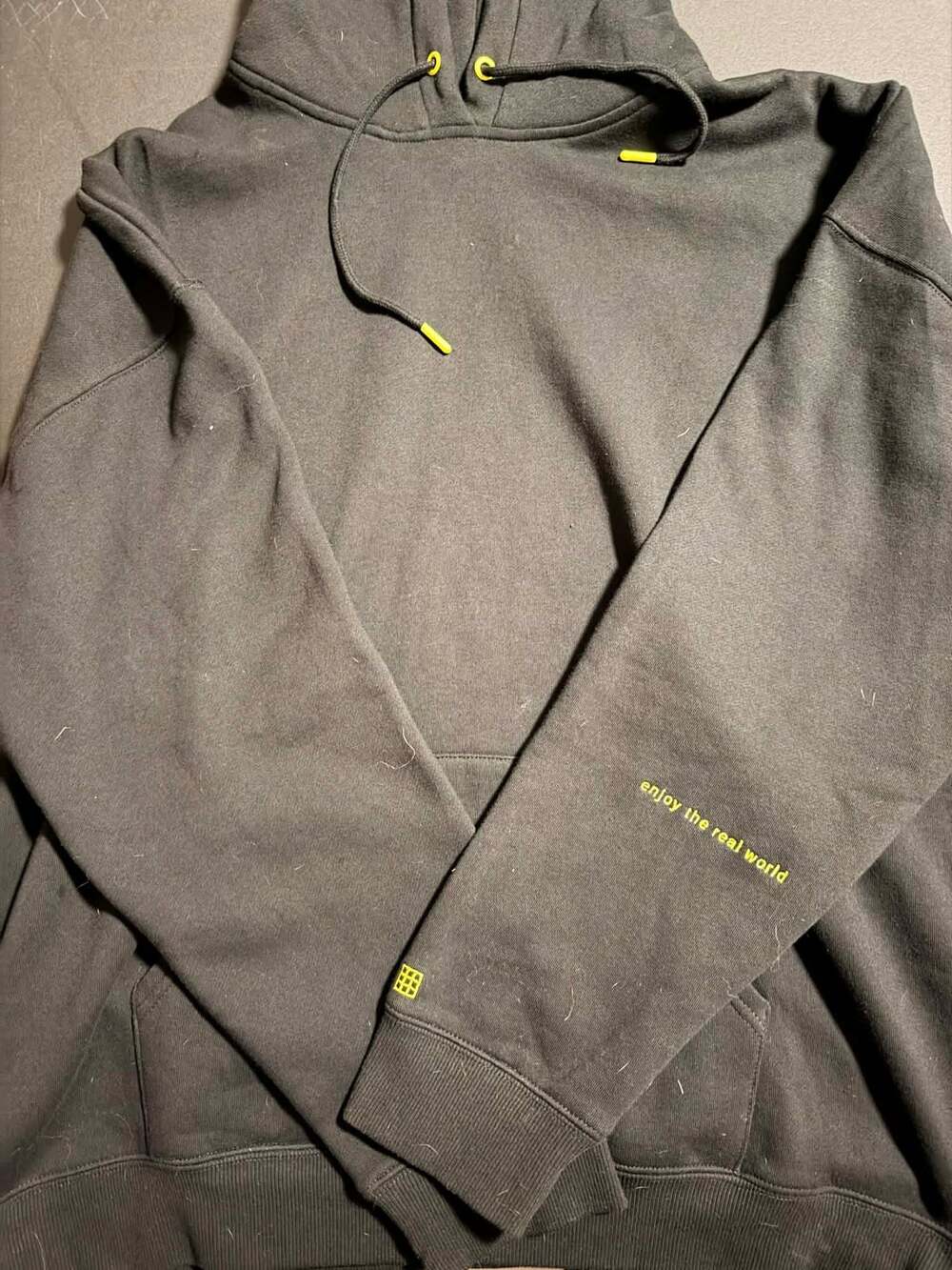 Gridlock 'Enjoy The Real World' Embroidered Hoodie Black XXL